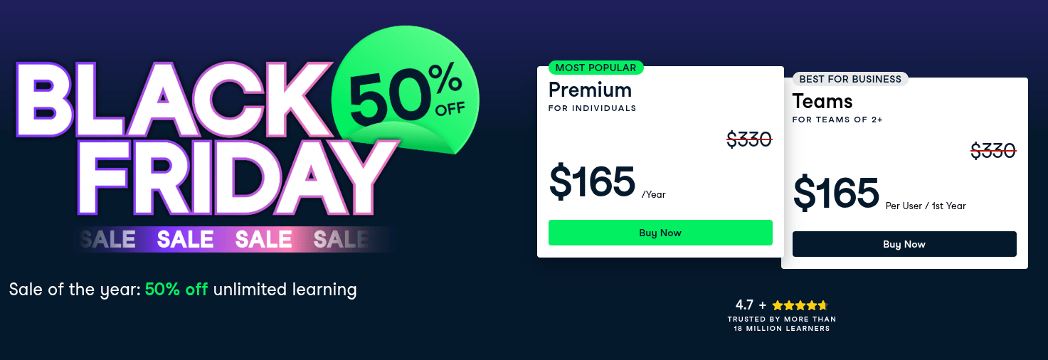 this here is a banner for datacamp's black friday 2025 sale, offering discounts of up to 50%