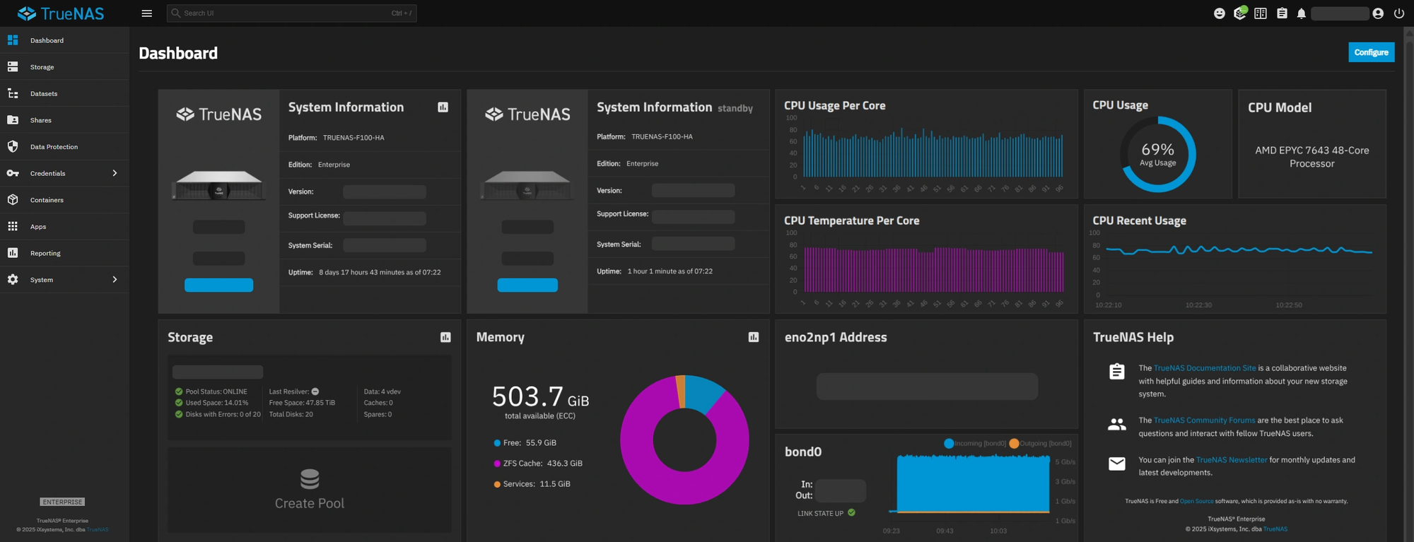 TrueNAS web-interface