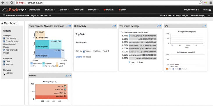 Rockstor web-interface