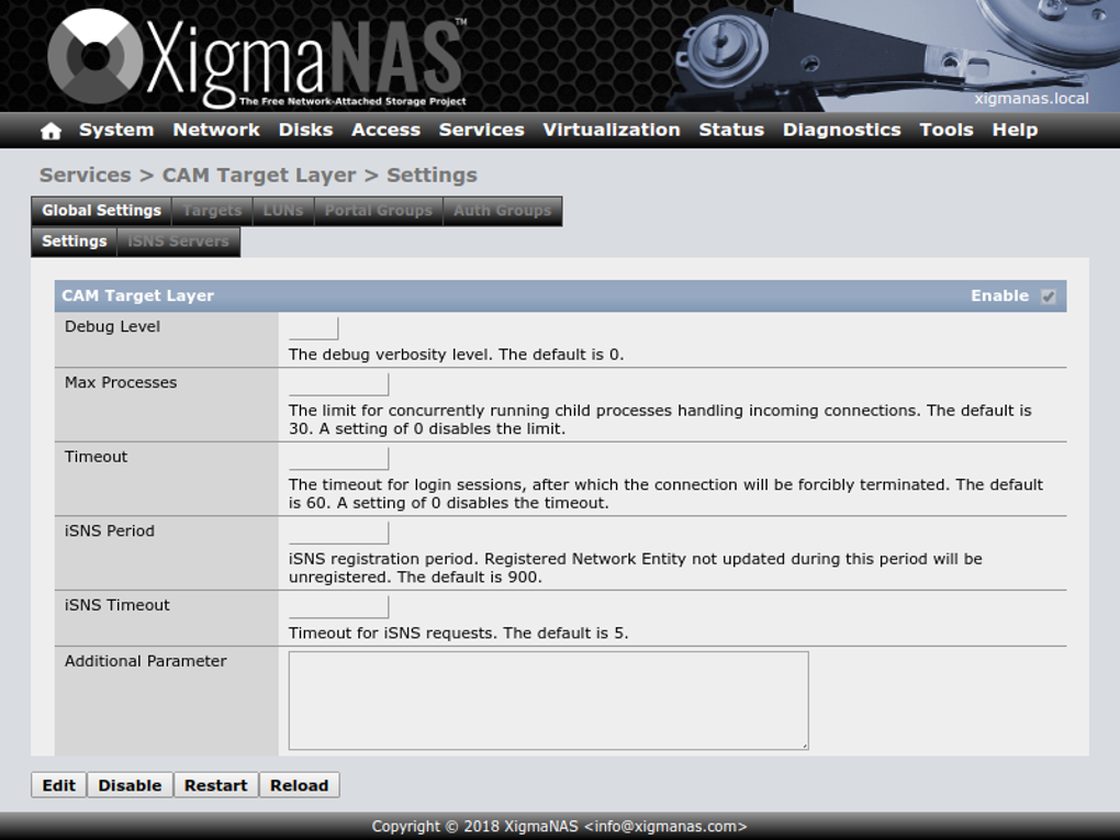XigmaNAS web-interface