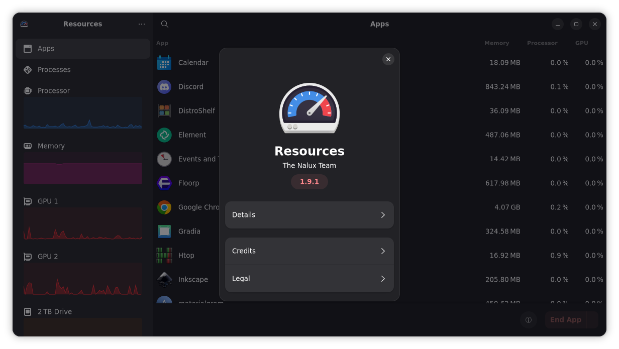 Resources system monitor is the new default in Ubuntu 26.04