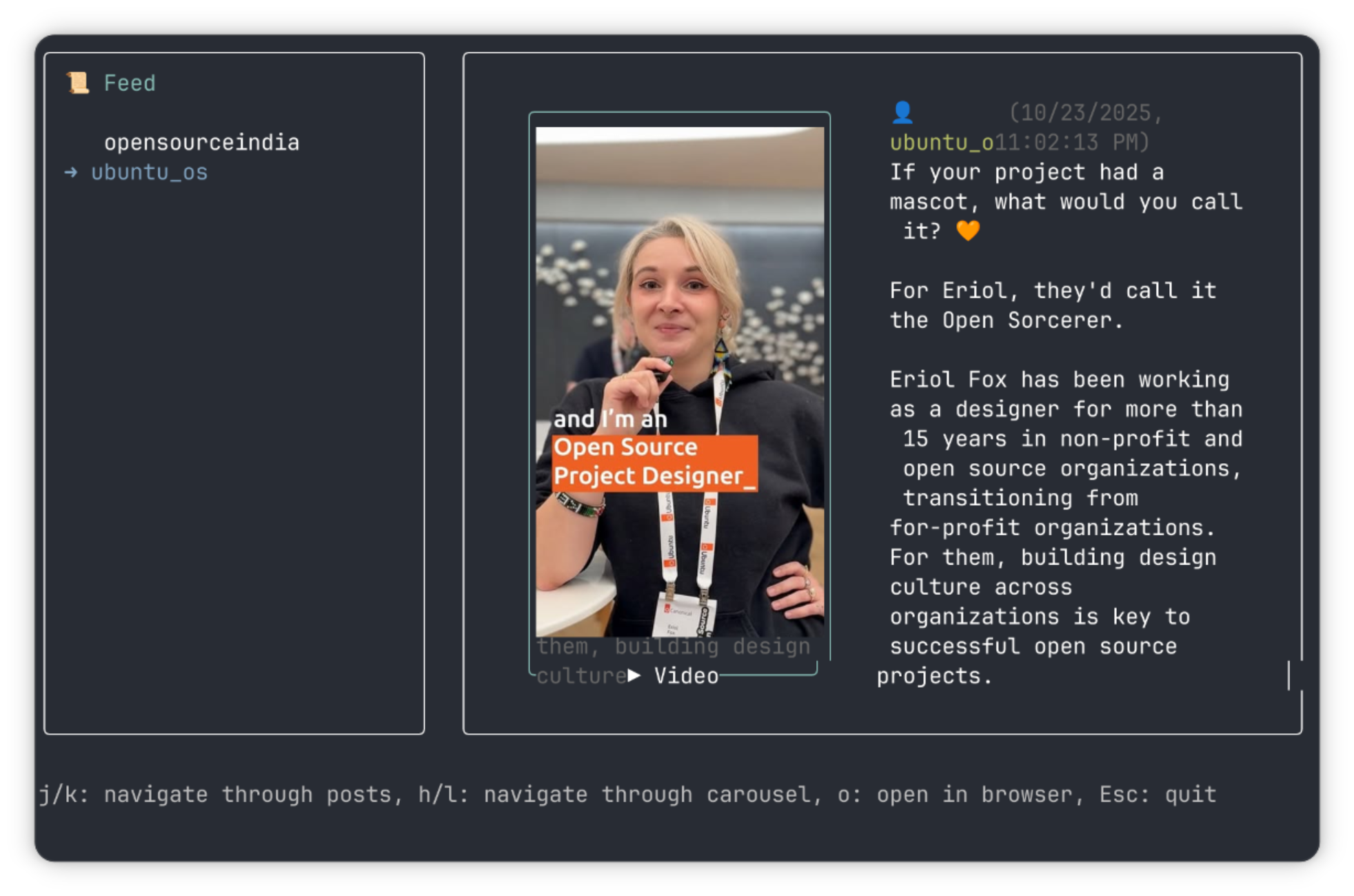 Instagram-CLI feed with graphical images