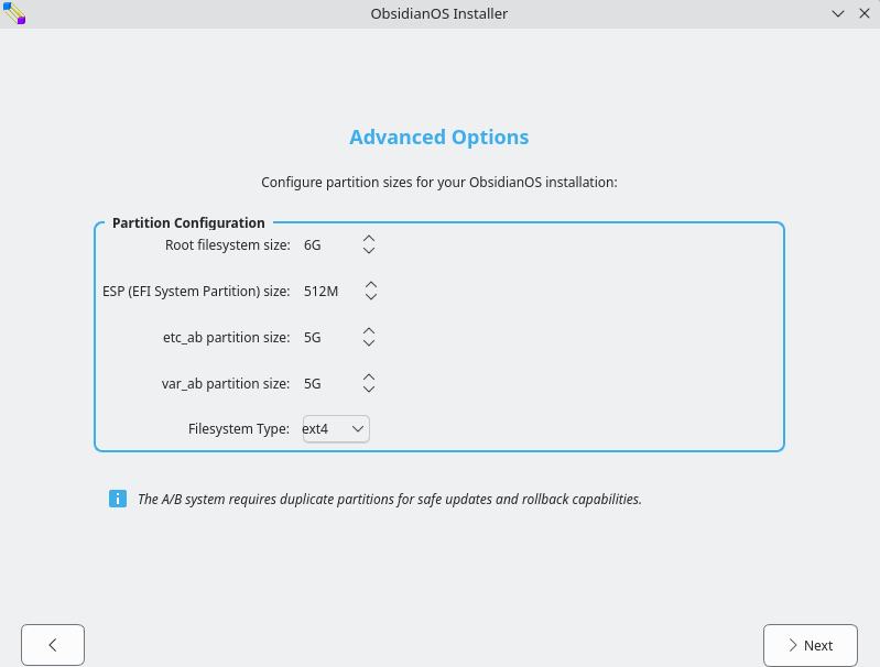 A/B partitioning on ObsidianOS
