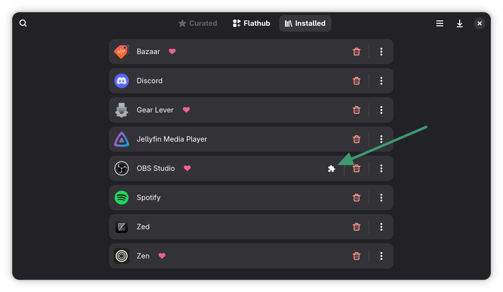 Manage add-ons for installed apps in Bazaar