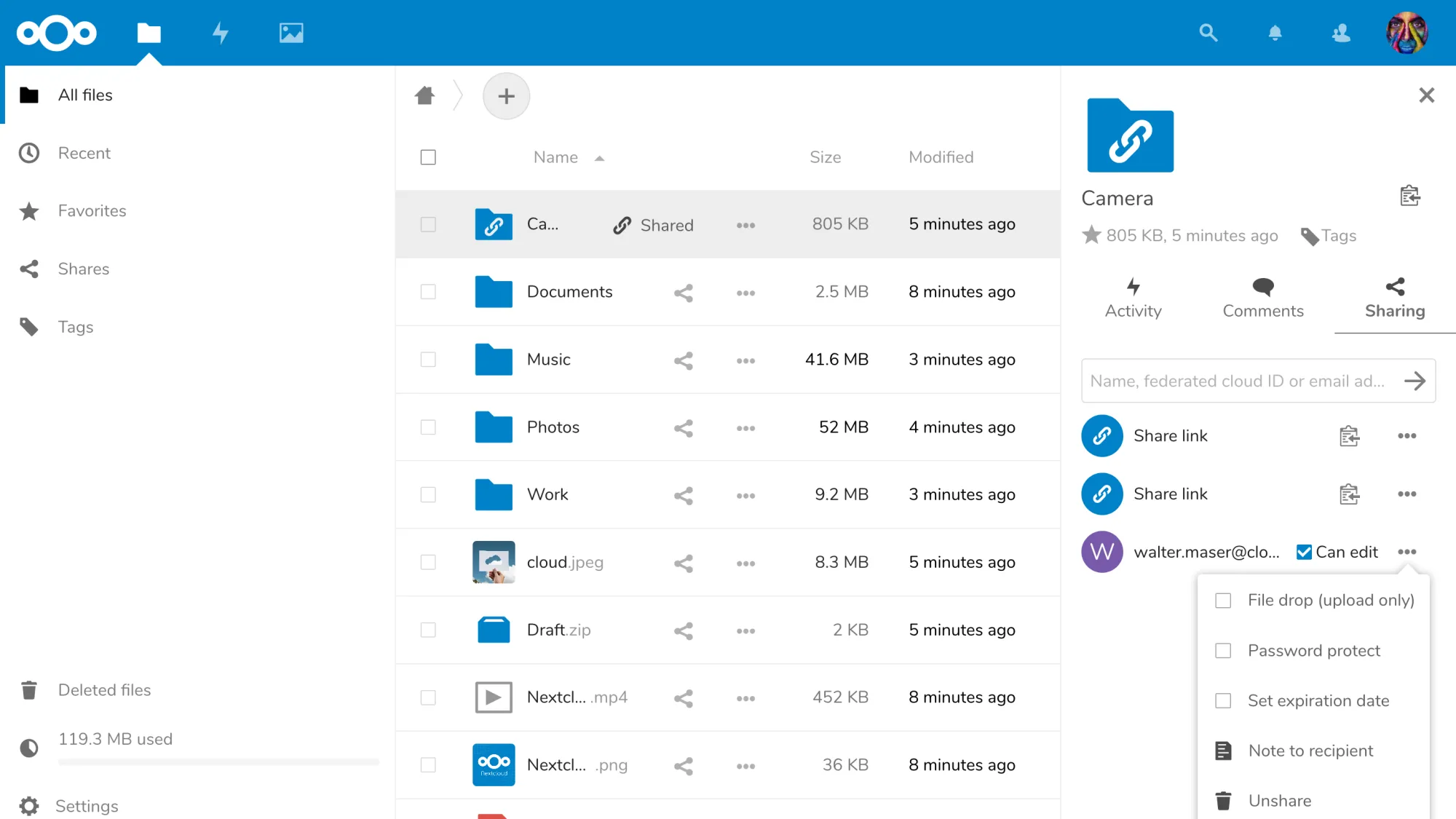 Nextcloud file demo