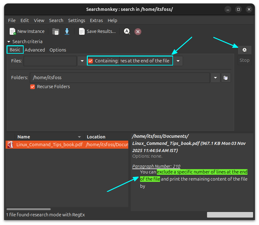 SearchMonkey matching lines in a PDF file.