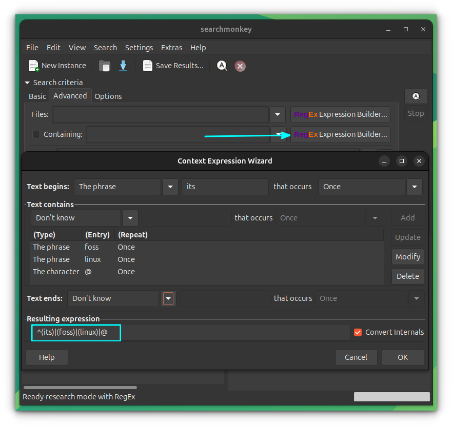 Build regular expression using SearchMonkey regex builder.