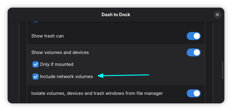 Include network volumes in panel.