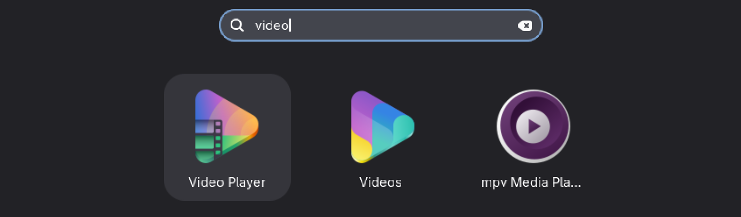 Showtime is Video Player, Totem is Videos
