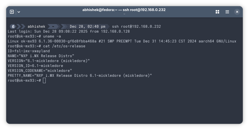 Connecting to Forlinx NXP board