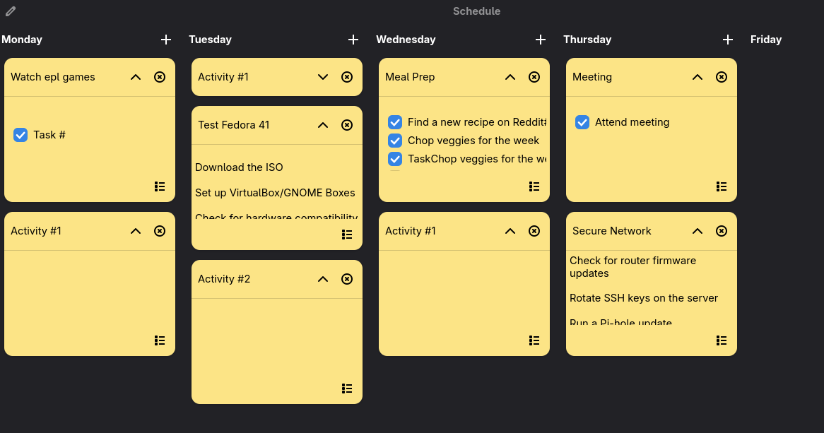 Schedule offline kanban board for personal usage in Linux desktop
