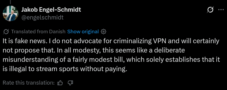 this screenshot shows a tweet by jakob engel-schmidt clarifying the proposed bill