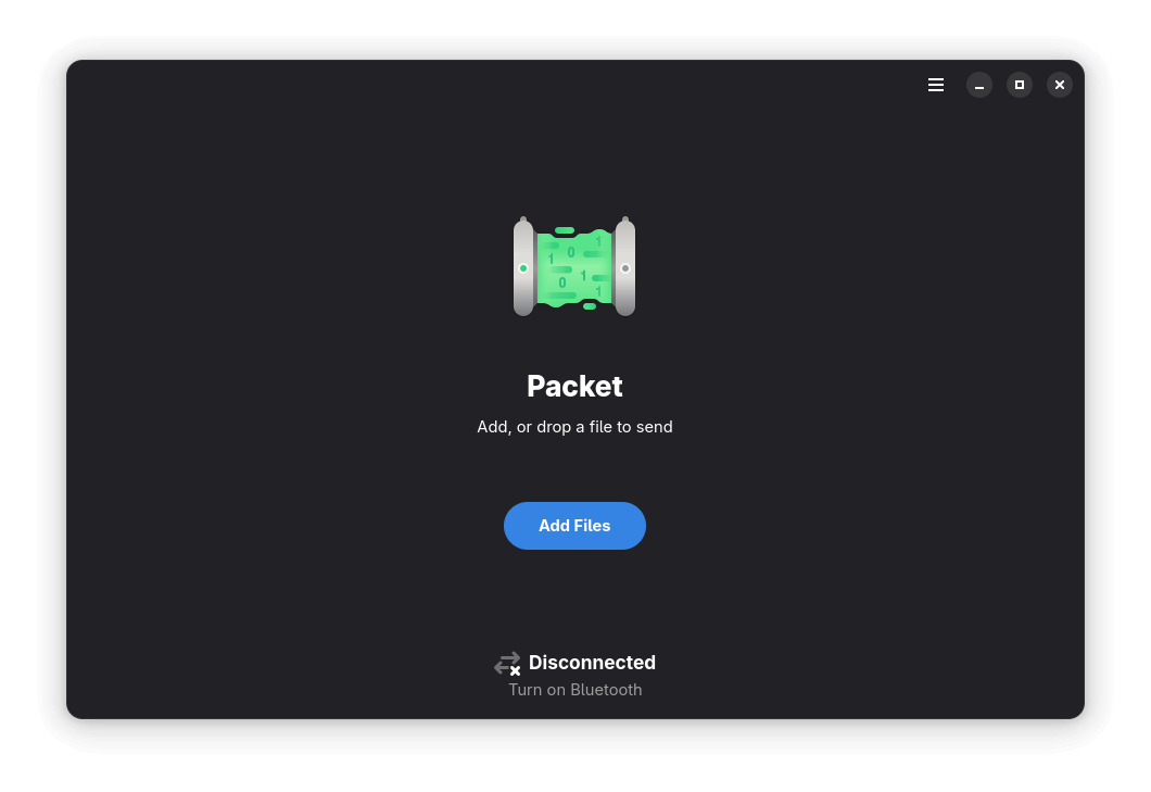 this is packet running on a linux system with an almost-empty homescreen visible