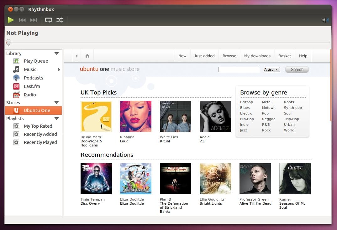 Ubuntu One integrated music purchase in Rythmbox
