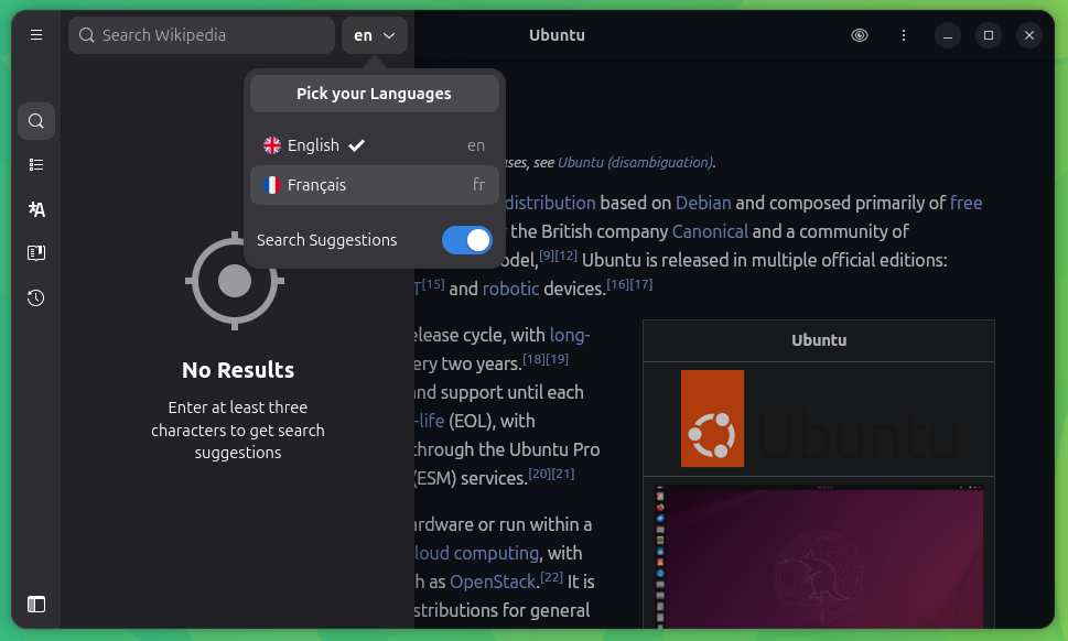 English and French language available