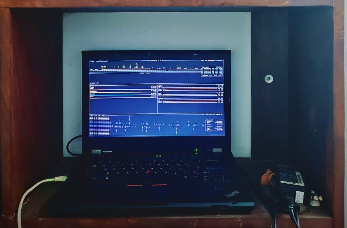 A homelab running on an old laptop