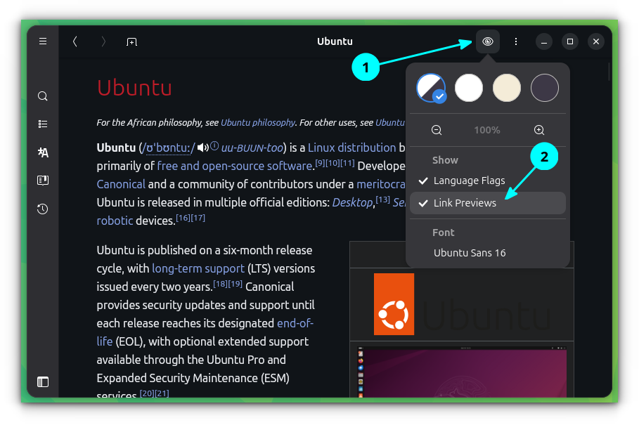 Enabling Link Preview in Wike Wikipedia Application.