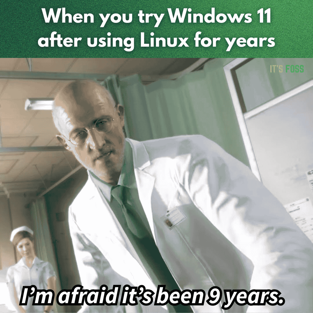 using windows 11 after using linux for years meme