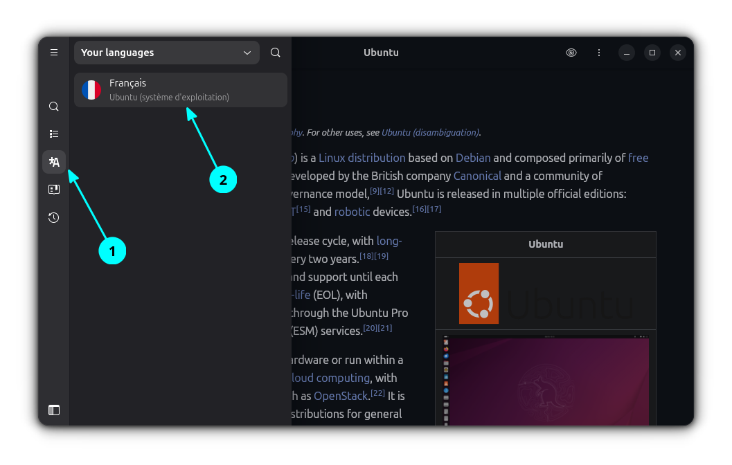 Select French language from the translate section.