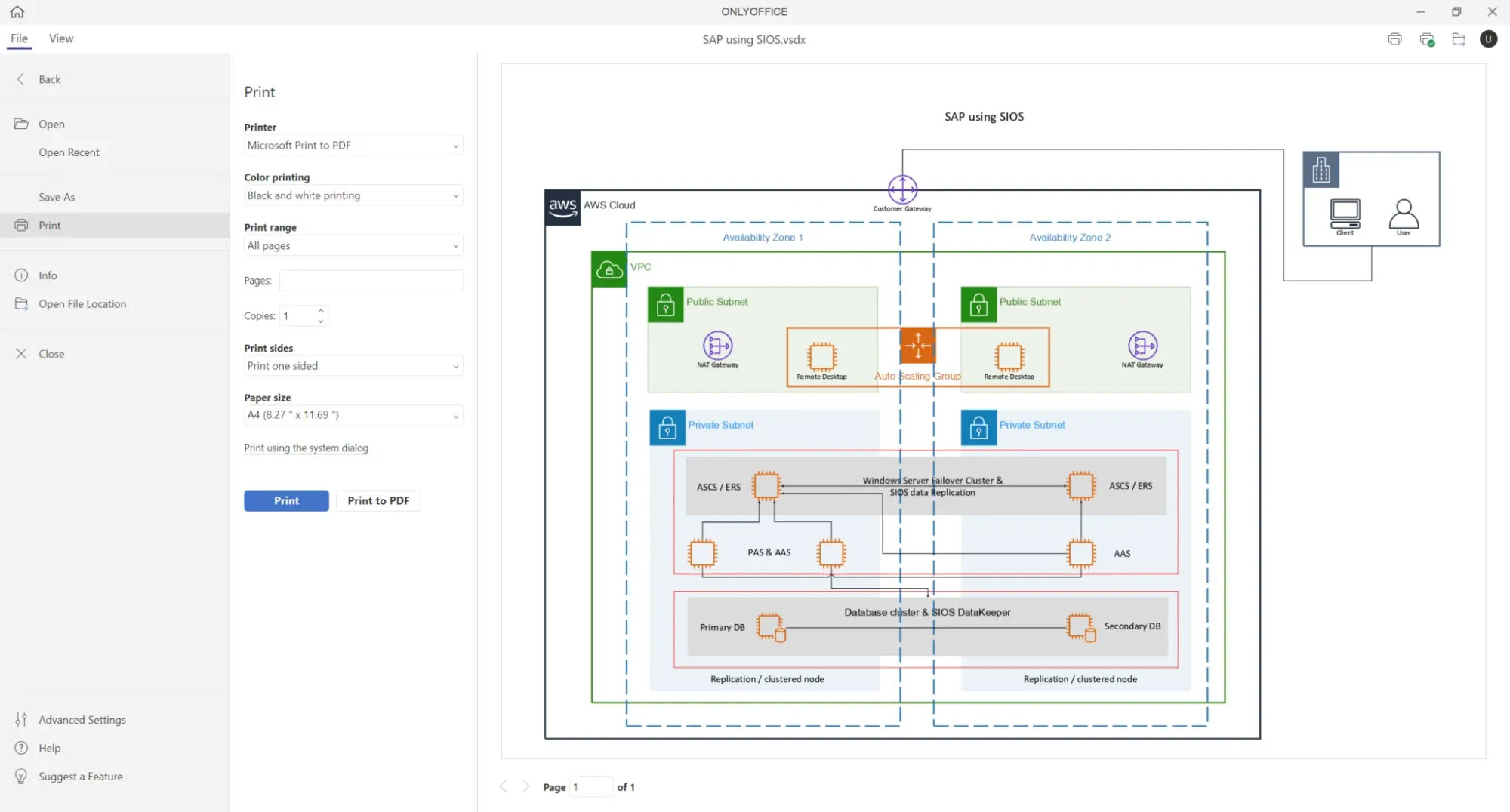 Visio document printing in new edition of ONLYOFFICE