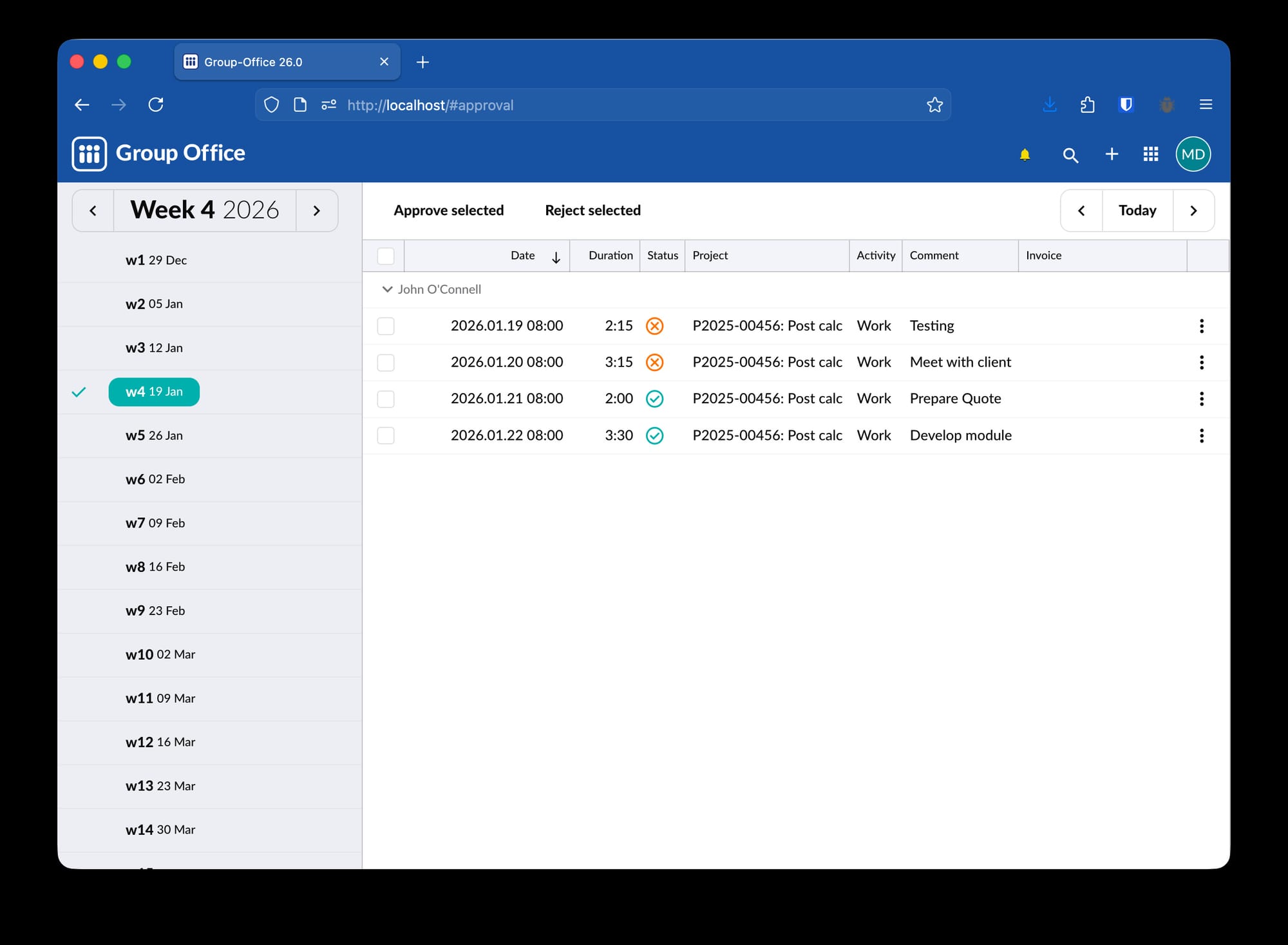 the new time approval feature is shown in this screenshot of group-office