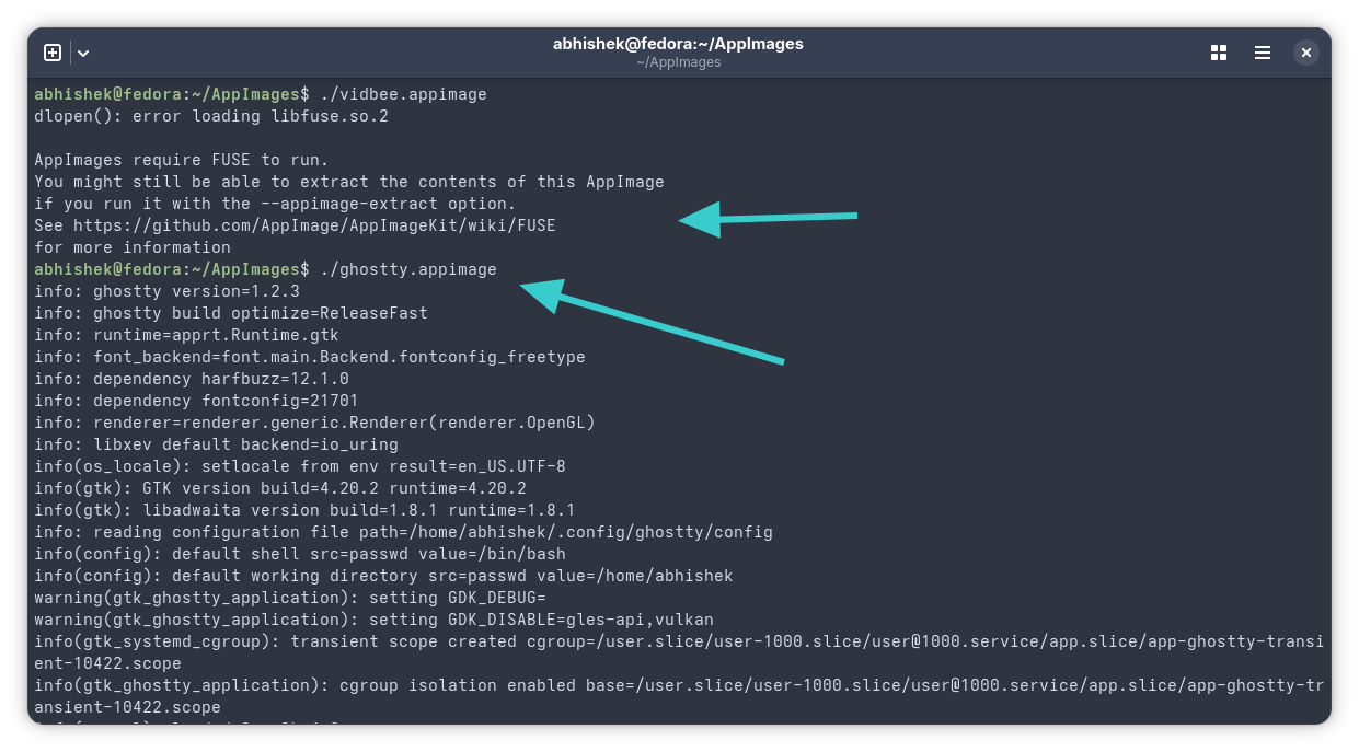 An application requiring fuse2 failed while appimage requiring fuse3 ran successfully