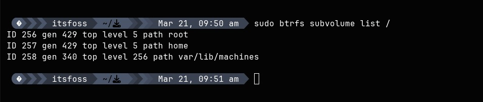 Default Btrfs subvolume layout