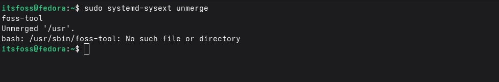 Running systemd-sysext-unmerge for system cleanup.