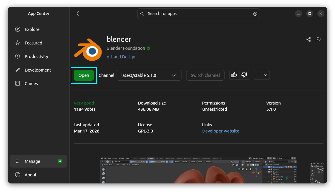 Open Snap application from app listing page.
