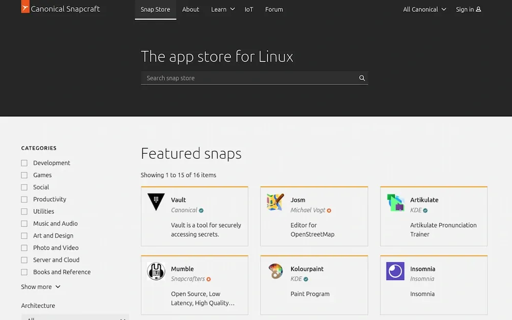 Snapstore for Ubuntu
