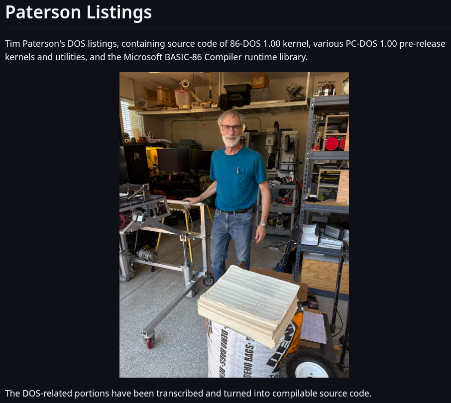 a cropped screenshot that shows paterson listings on github with a picture of tim paterson visible in the middle
