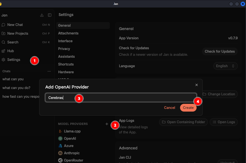 Add custom model provider in Jan application