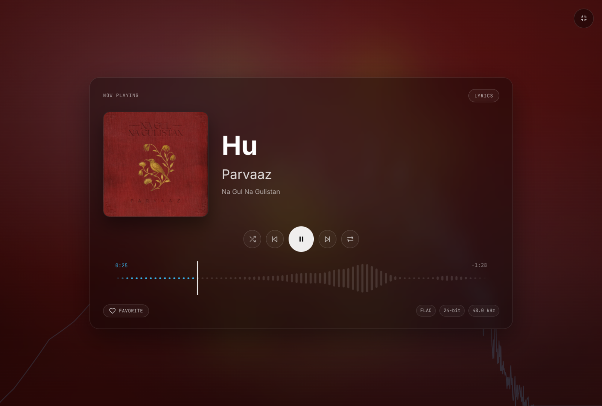 Astra fullscreen playing interface