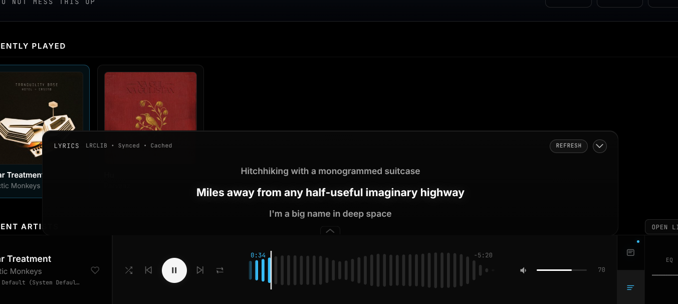 Lyric integration on Astra