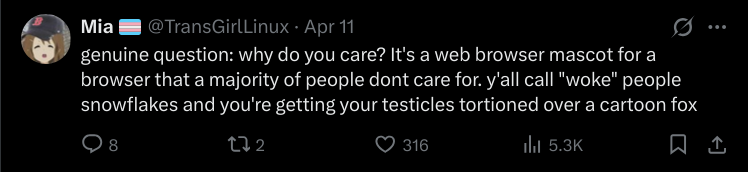 Indifference to the gender identity of Kit