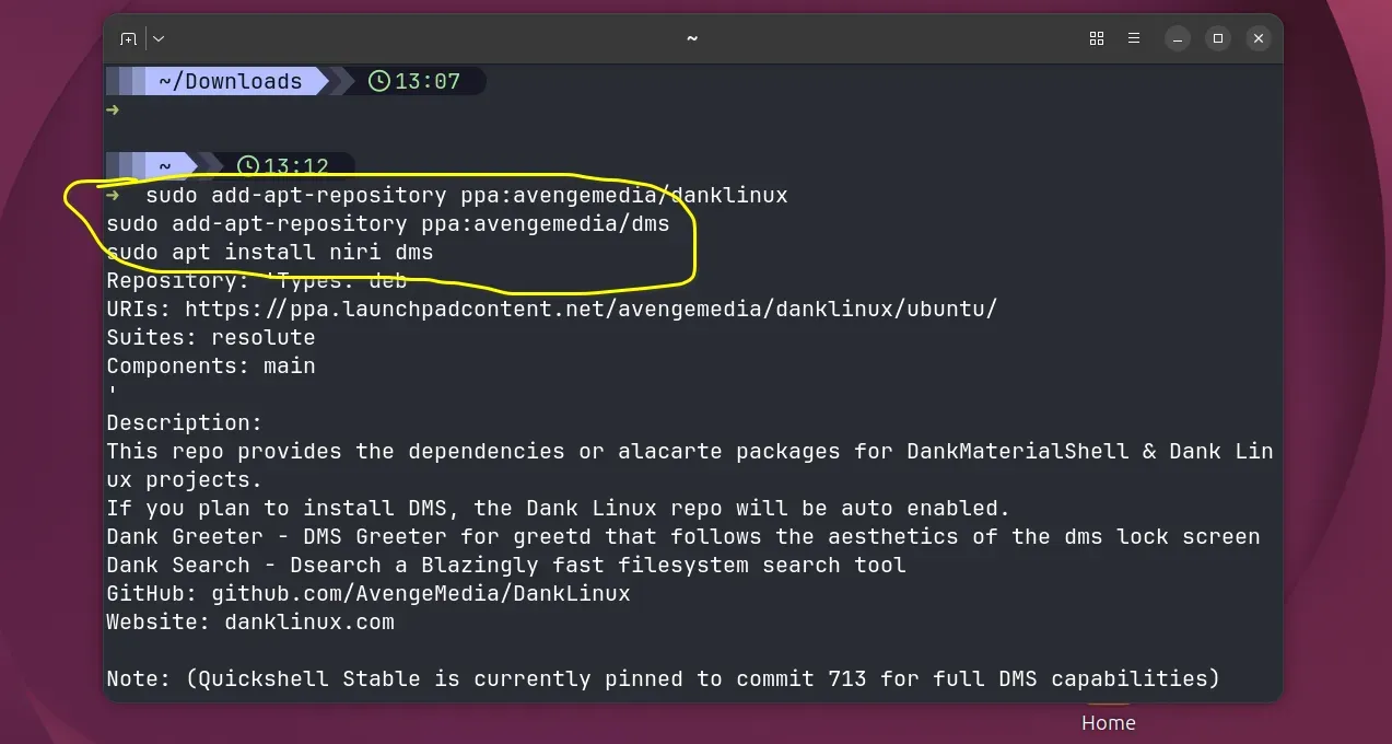 Installing Niri window manager on Ubuntu 26.04