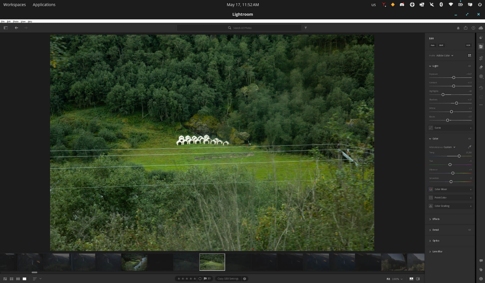 this demo screenshot shows adobe lightroom cc working on a linux system via wine