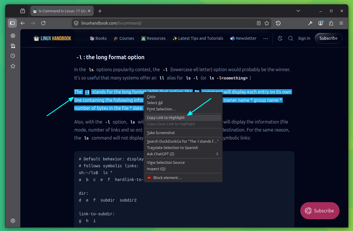 Select "Copy Link to Highlight" option from right-click menu.