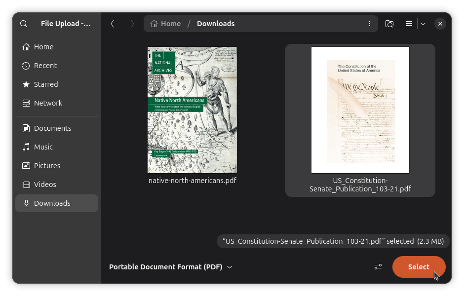this is a screenshot of the files app on gnome with two pdf files visible