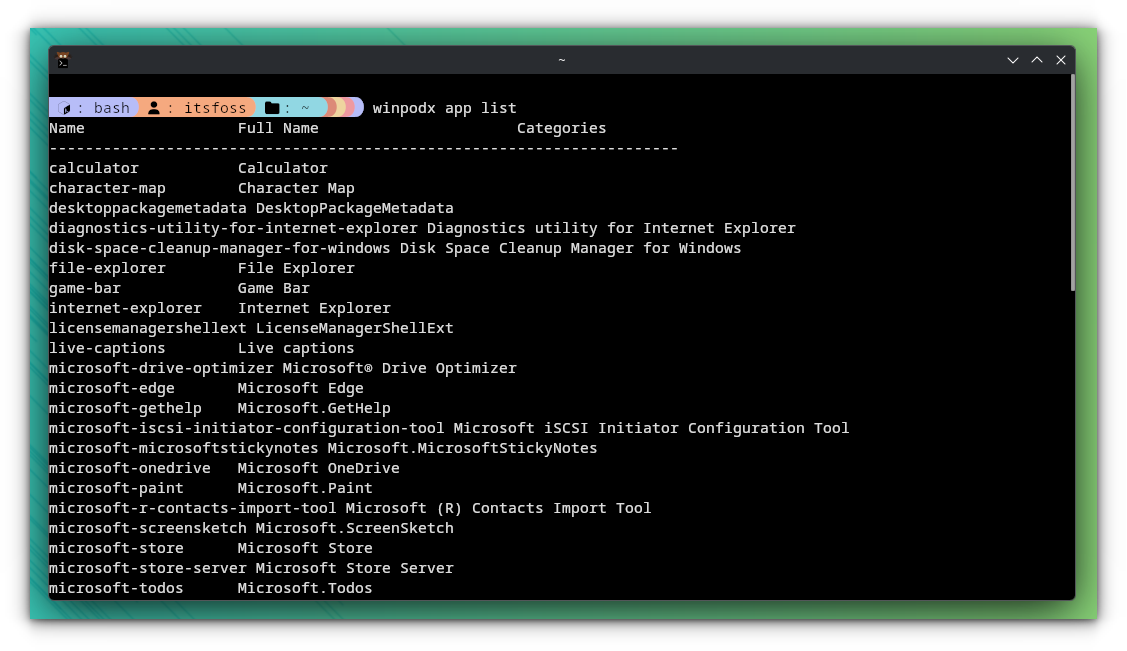 List the apps in Windows that can be integrated to the Linux system menu.