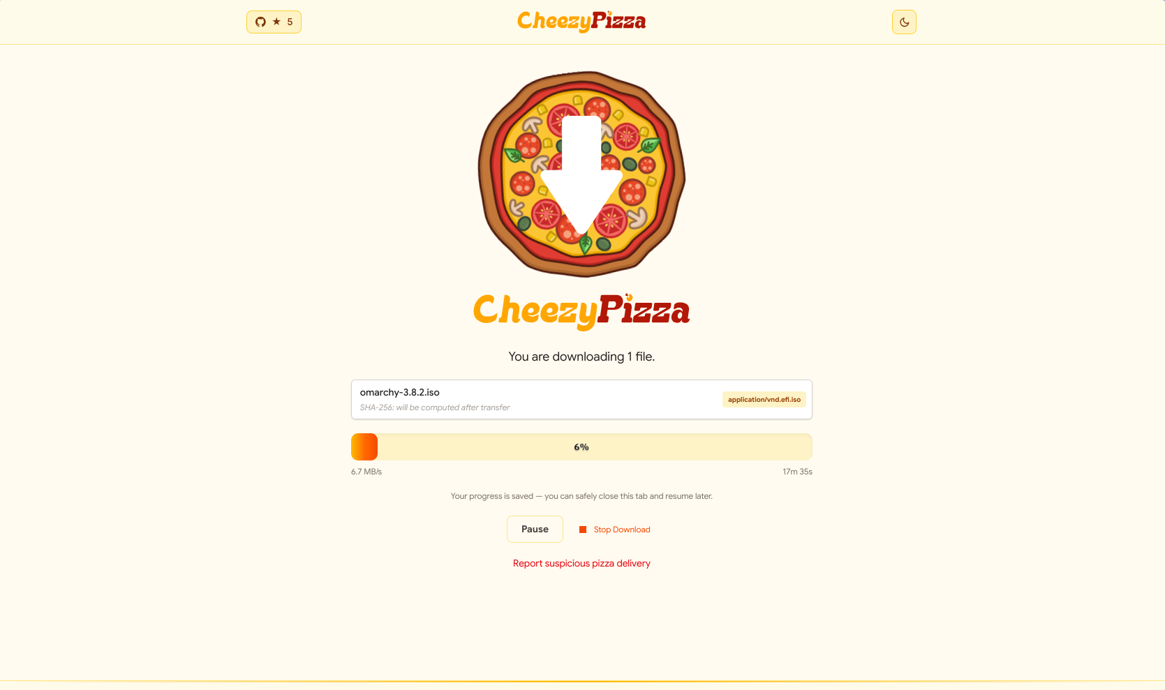 Downloading the file via CheezyPizza