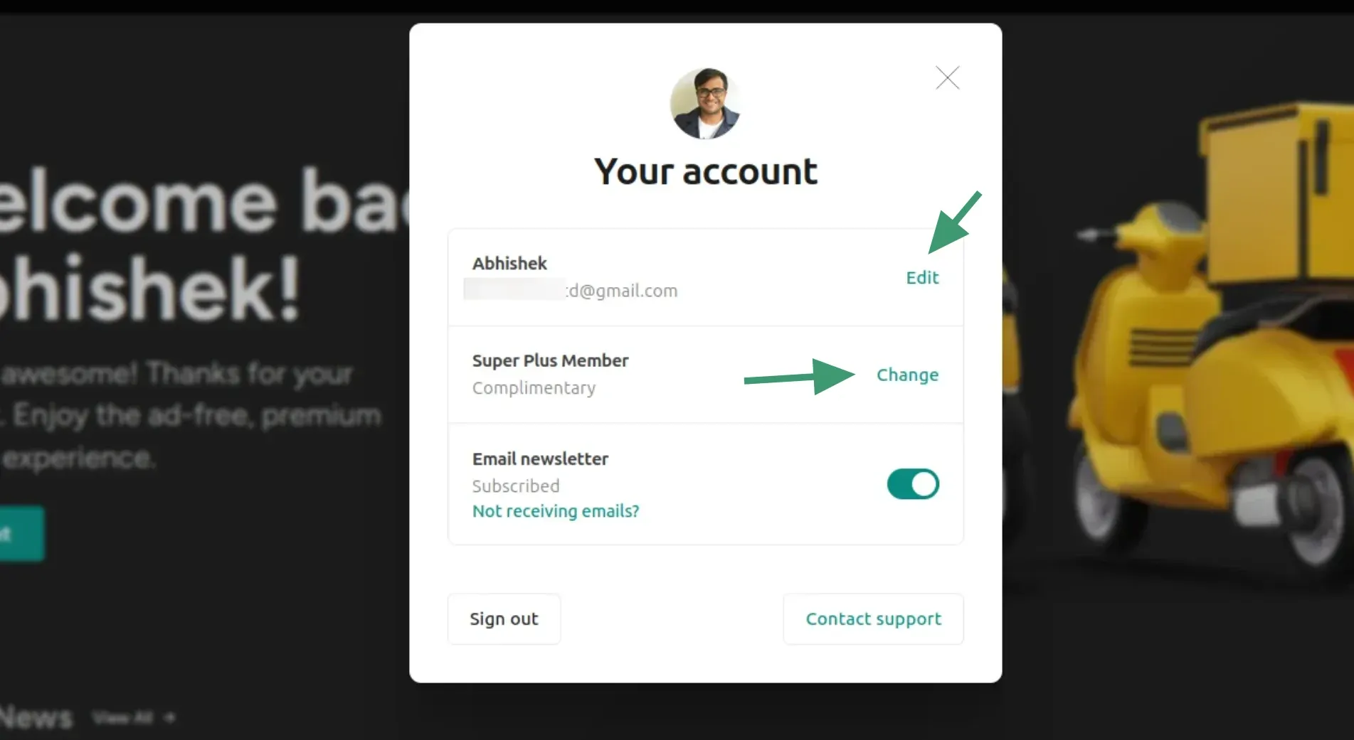 Editing account details