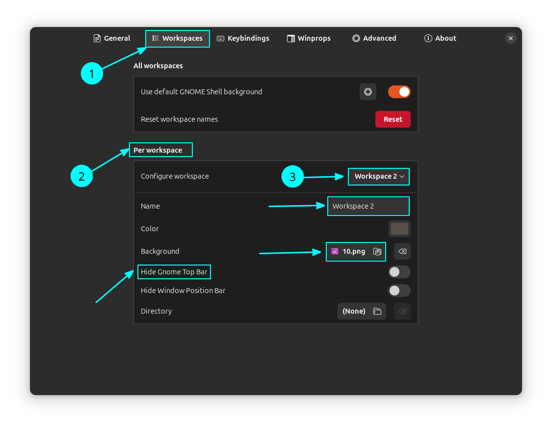 Workspace settings that allow us to use per workspace wallpapers in PaperWM.