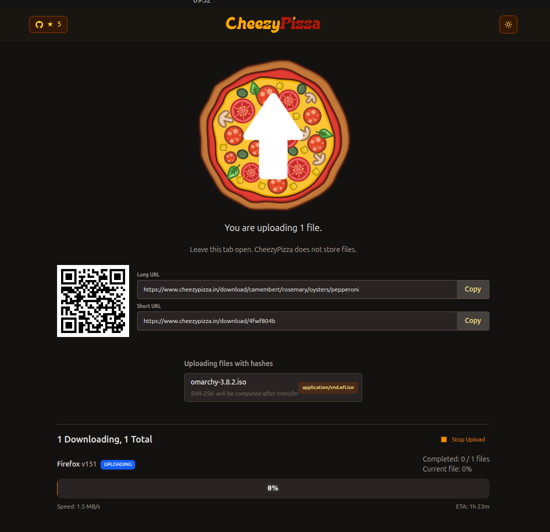 Initial file transfer via CheezyPizza