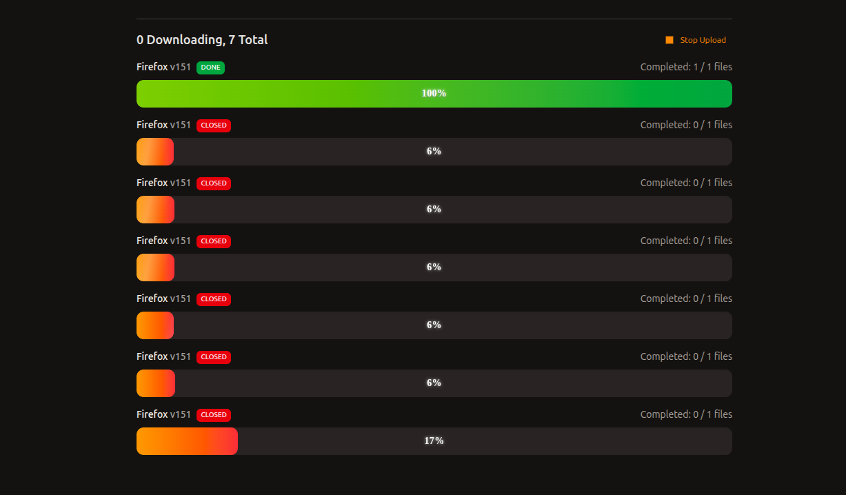 Several interruptions were registered at uploader's end