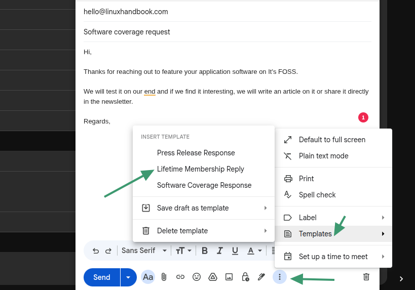 Gmail canned response