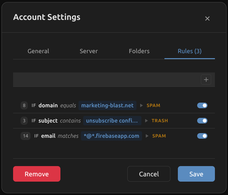 Create rules for more organized inbox