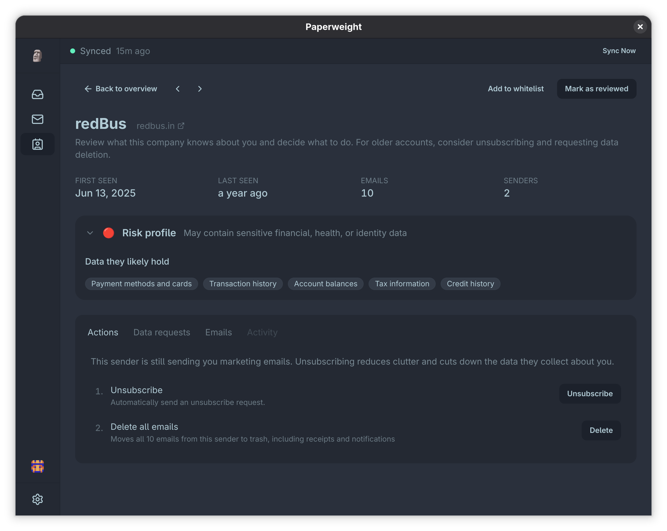 Service data information