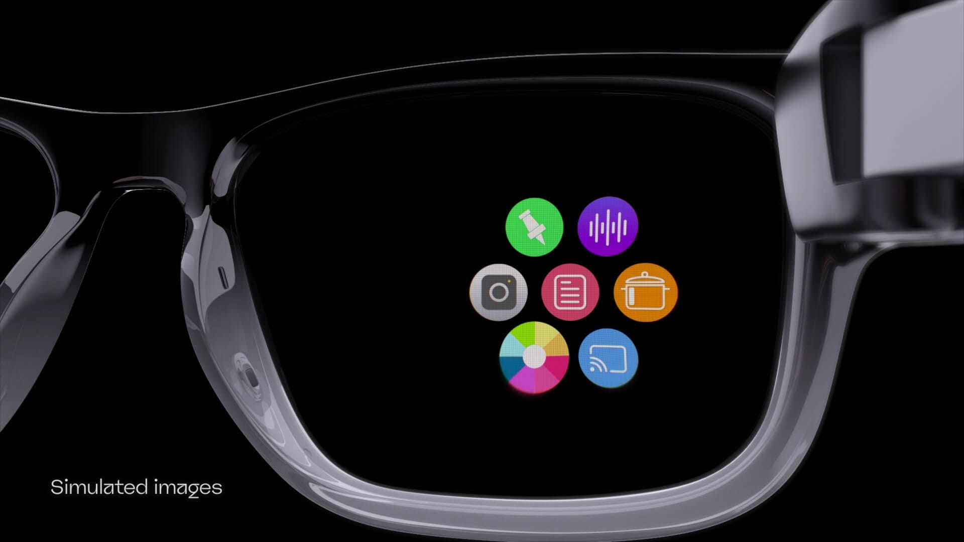 an illustration showing some applications on the raven prism's right lens display
