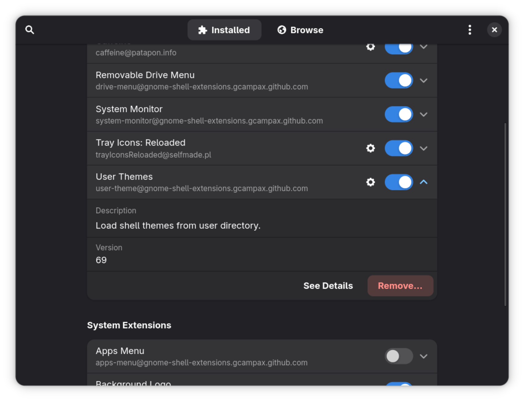GNOME User Theme Extension